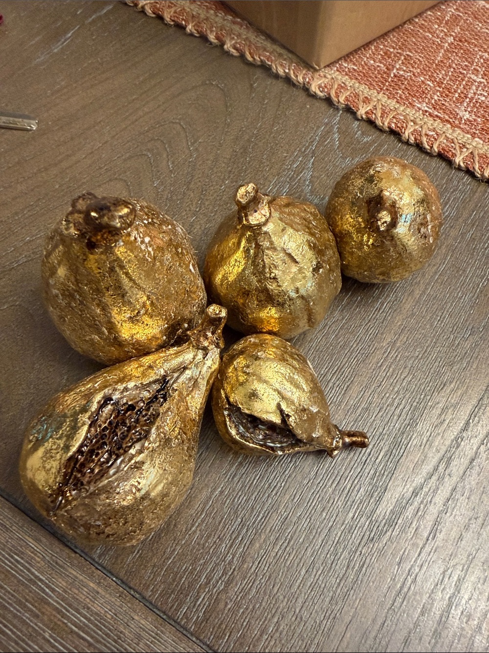 Creative Co-Op Gold Metallic Fruit Accent Set- resin figs